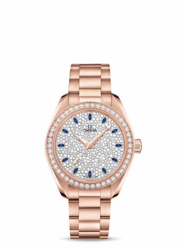 Omega Seamaster Aqua Terra 150M Master Chronometer 34 Sedna Gold / Diamond / Snow Sapphire / Bracelet 220.55.34.20.99.002 (22055342099002)